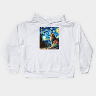 The Cat and the starry night Kids Hoodie